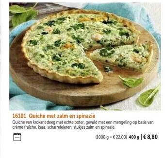 Quiche met zalm en spinazie