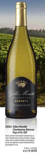 Gilles mondié chardonnay réserve pays d'oc igp