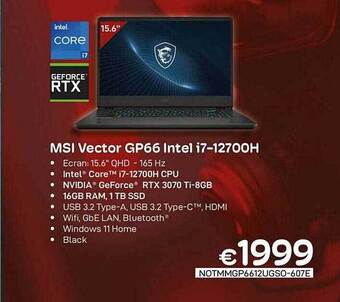 CompuDeals Msi vector gp66 intel i7 aanbieding