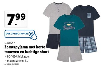 Lidl Zomerpyjama met korte mouwen en luchtige short aanbieding