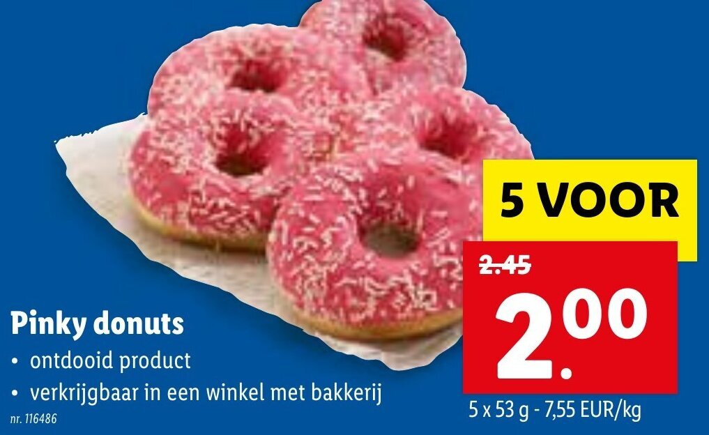 Pinky donuts 53g promotie bij Lidl