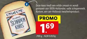 Lidl Ons & ponds Jonge Hollandse schapenkaas 100g aanbieding