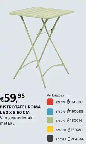 Bistrotafel roma l 60 x b 60 cm