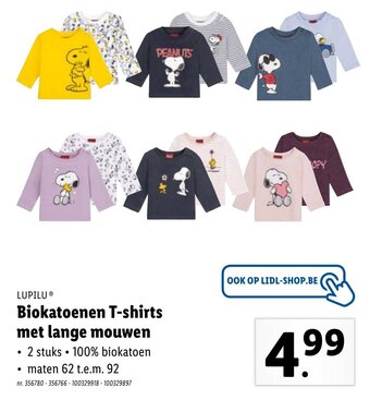 Lidl Biokatoenen T-shirts met lange mouwen aanbieding