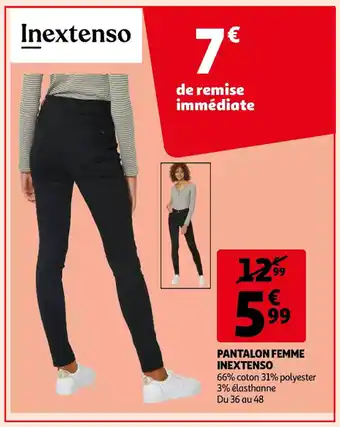 Auchan Inextenso pantalon femme 66% coton 31% polyester 3% elasthanne aanbieding