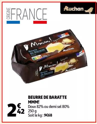 Auchan Mmm! beurre de baratte 250 g aanbieding