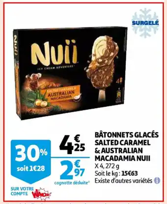 Nuii batonnets glaces salted caramel & australian macadamia x 4, 272 g
