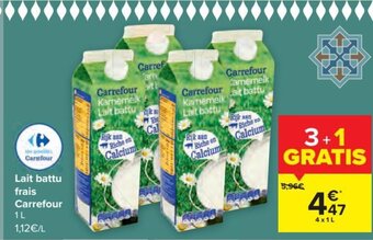 Carrefour Lait battu frais 4x1 L aanbieding