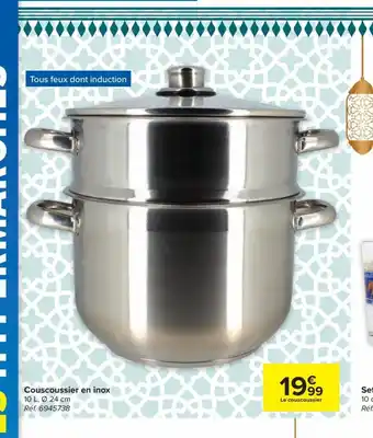 Carrefour Couscoussier en inox 10 L, 24 cm aanbieding
