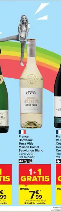 Carrefour France Maisson Castel Sauvignon Blanc Terra Vitis Bordeaux 75 cl aanbieding