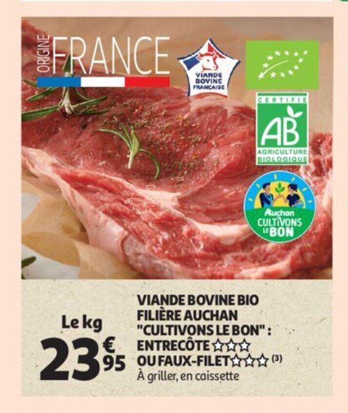 Cultivons le bon entrecote ou fauxfilet viande bovine bio filiere