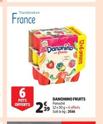 Auchan Danonino fruits 12 x 50 g aanbieding