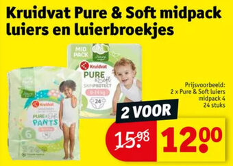 Kruidvat Kruidvat pure & soft midpack luiers en luierbroekjes aanbieding