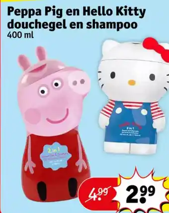Kruidvat Peppa pig en hello kitty douchegel en shampoo 400ml aanbieding