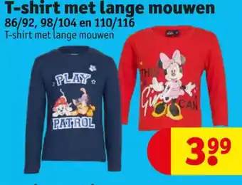 Kruidvat T-shirt met lange mouwen 86/92, 98/104 en 110/116 aanbieding