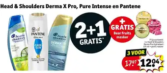 Kruidvat Head & Shoulders Derma X Pro, Pure Intense en Pantene 2+1 gratis aanbieding