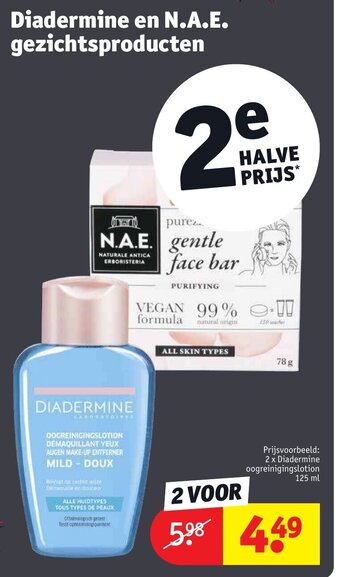 Kruidvat Diadermine en N.A.E. gezichtsproducten aanbieding