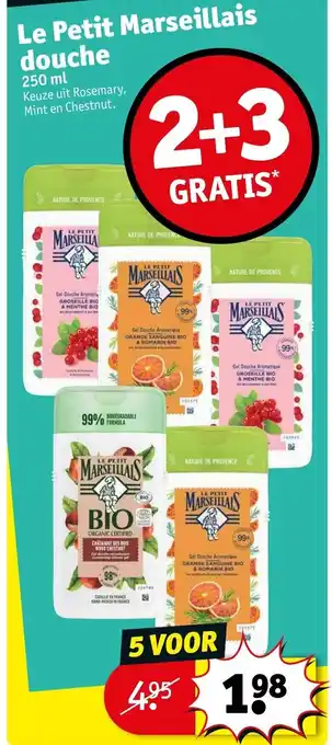 Kruidvat Le Petit Marseillais douche 2+3 gratis aanbieding
