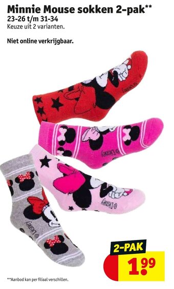 Kruidvat Minnie Mouse sokken 2-pak 23-26 t/m 31-34 aanbieding