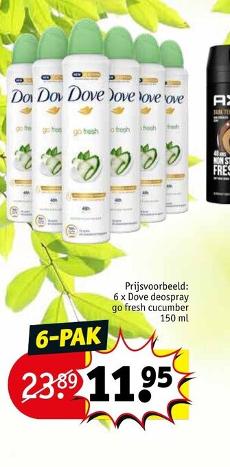 Kruidvat 6 x Dove deospray go fresh cucumber 150 ml aanbieding
