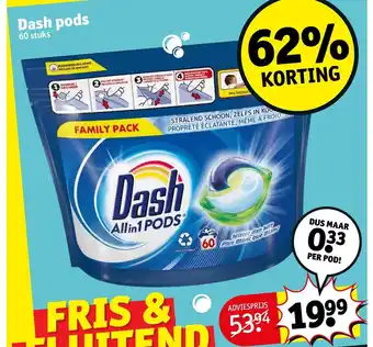 Kruidvat Dash pods 60 stuks aanbieding