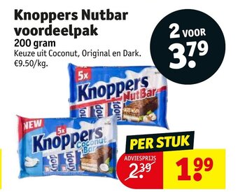 Kruidvat Knoppers Nutbar voordeelpak 200 gram aanbieding