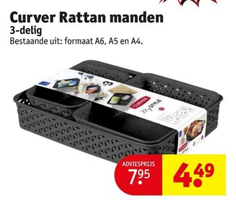 Curver Rattan manden 3-delig