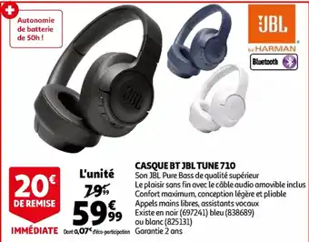 Auchan JBL tune 710 casque BT aanbieding