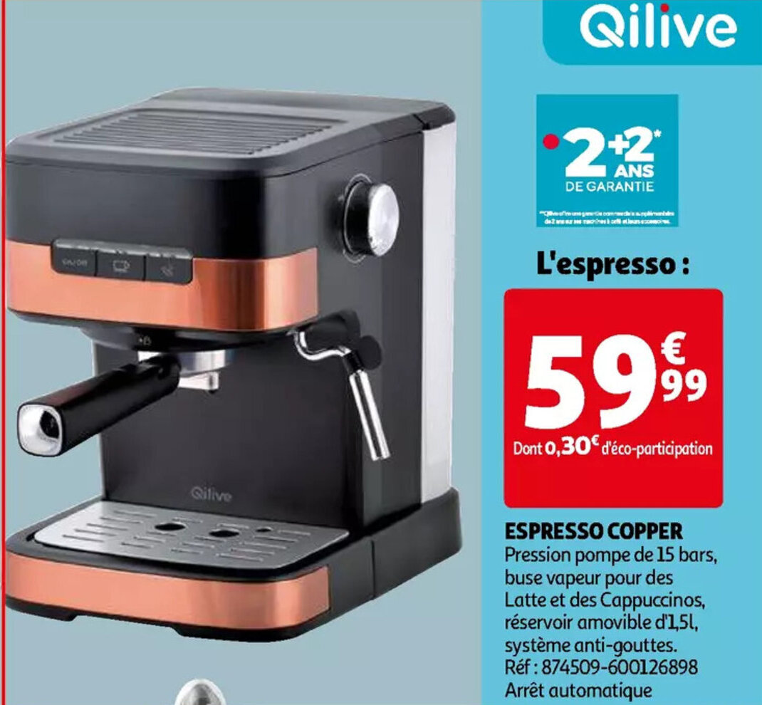 Qilive espresso copper promotie bij Auchan