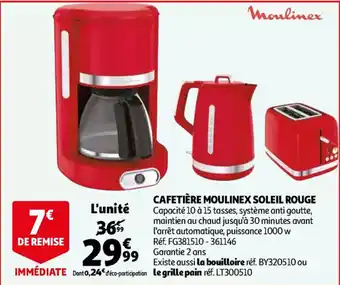 Auchan Moulinex soliel rouge cafetier aanbieding