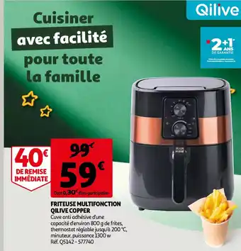 Auchan Qilive copper friteuse multifuncton 1300W aanbieding