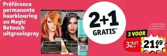 Kruidvat Préférence permanente haarkleuring en magic retouch uitaroeispray aanbieding