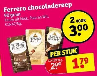 Kruidvat Ferrero chocoladereep aanbieding