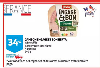 Auchan Herta jambon engage et bon 140g aanbieding
