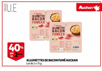 Auchan Allumettes de bacon fume lot de 2 x 75g aanbieding