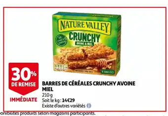 Auchan Miel Nature valley barres de cereales crunchy avoine 210g aanbieding