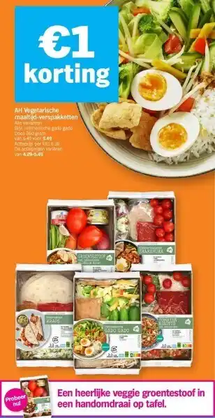 Albert Heijn Ah vegetarische maaltijd-verspakketten aanbieding