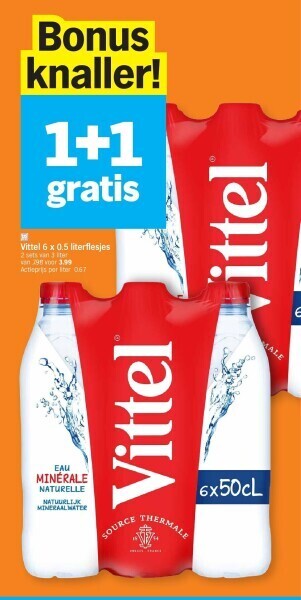 Albert Heijn Vittel 6 x 0.5 literflesjes aanbieding
