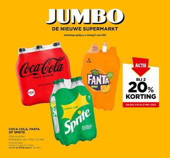 Jumbo Coca cola, fanta of sprite aanbieding