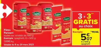 Carrefour Market Panzani pates spaghetti 6x500G 3+3 gratis aanbieding