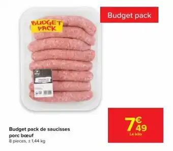 Budget pack de saucisses porc boeuf 8 pieces