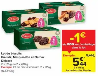 Delacre lot de biscuits biarritz, marquisette et namur 2x175G