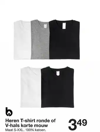 Zeeman Heren tshirt ronde of vhals korte mouw aanbieding