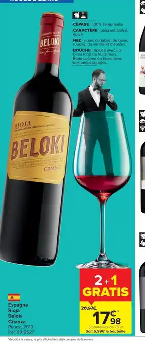 Espagne Rioja Beloki Crianza 75 cl