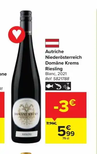 Autriche Niederosterreich Domaine Krems Riesling 75 cl