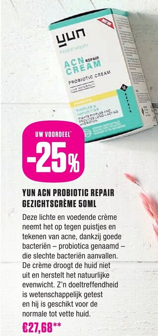 Medi Market Yun ACN probiotic repair gezichtscreme 50ml aanbieding