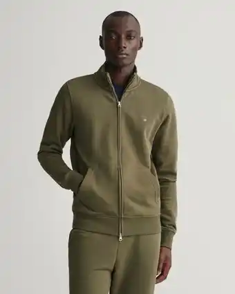 Gant men original vest met ritssluiting (l) groen