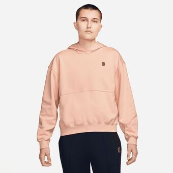 Nike court tennishoodie van fleece voor dames - roze