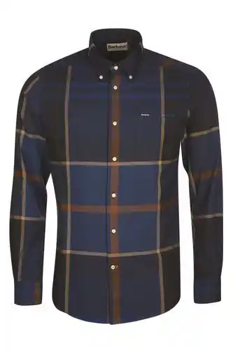 Barbour casual overhemd navy geruit flanel