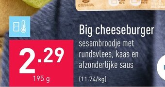 ALDI Big cheeseburger 195g aanbieding